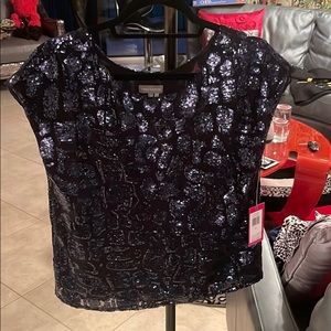 Navy blue sequin top